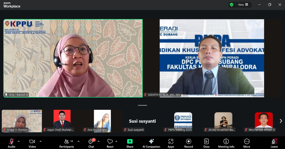 PKPA Angkatan Pertama Subang: Kanwil III Bekali Calon Advokat Dengan Hukum Persaingan Usaha